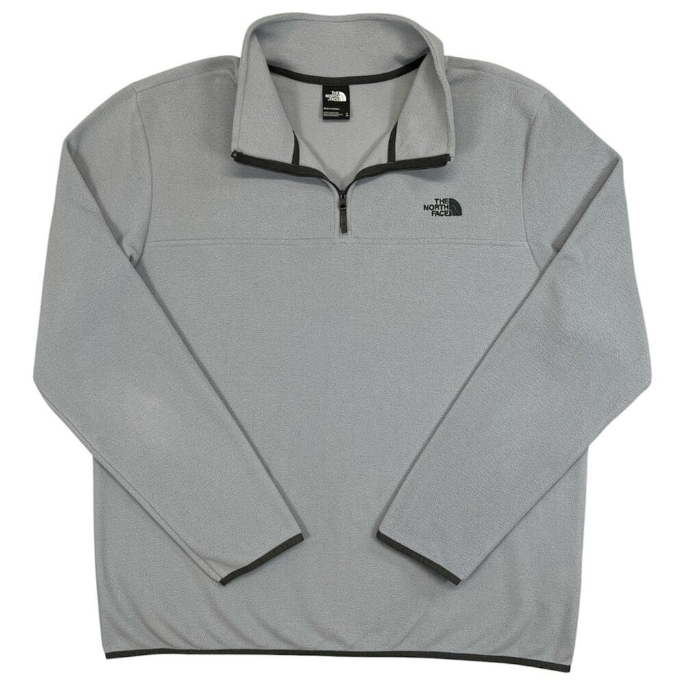 North Face Sweater Men's sz XL Gray Fleece Quarter Zip Pullover Logo